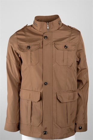 Maserto High Collar Light Brown  Coat