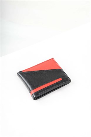 Maserto Red Striped Wallet Plain Patterned